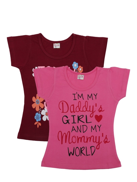 

Pothys Girls Pack Of 2 Printed Pure Cotton Round Neck T-shirt, Maroon