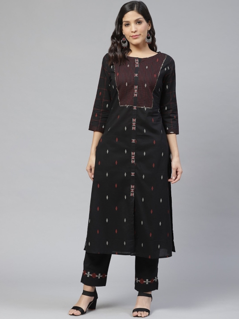 

Ishin Women Black Embroidered Kurta with Trousers