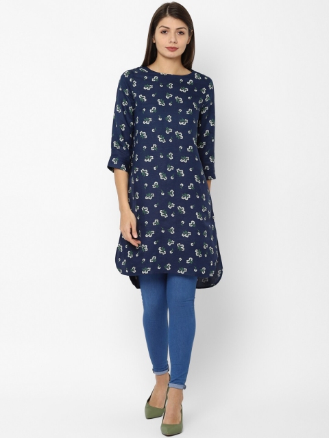 

Allen Solly Woman Navy Blue & White Printed Tunic