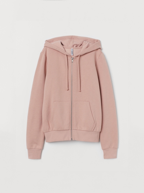 

H&M Women Pink Solid Hooded Jacket