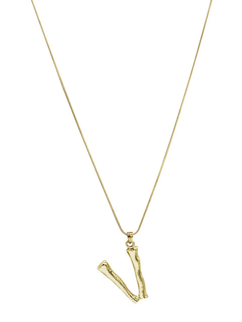 

JOKER & WITCH Gold-Plated V Initial Shaped Pendant With Chain