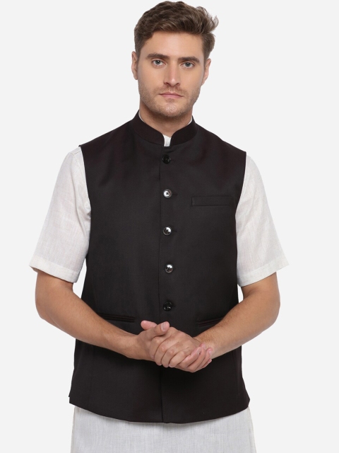 

MODI JACKET Men Coffee Brown Woven Design Nehru Jacket