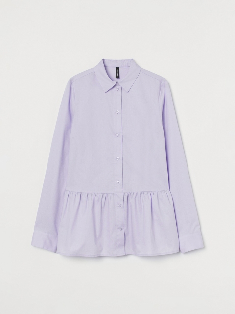 

H&M Women Lavender Solid Peplum Shirt