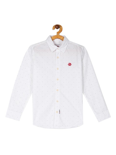 

U.S. Polo Assn. Boys White & Blue Regular Fit Printed Casual Shirt