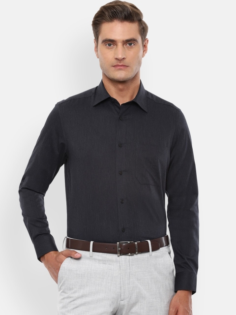 

Louis Philippe Men Black Regular Fit Self Striped Cotton Formal Shirt