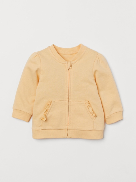 

H&M Girls Yellow Solid Frill-Trimmed Cardigan