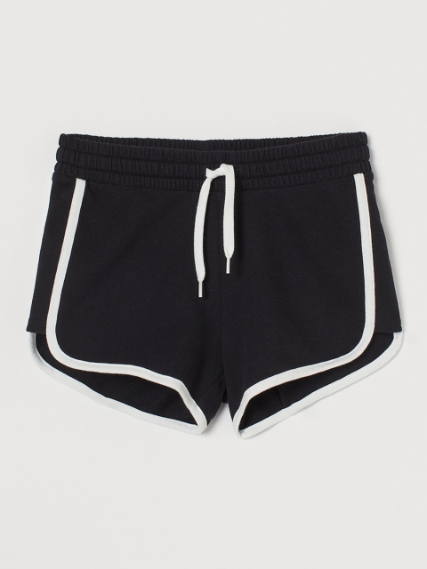 

H&M Girls Black Solid Sweatshirt Shorts