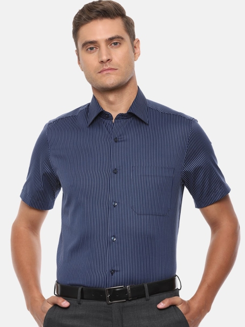 

Louis Philippe Men Navy Blue Regular Fit Striped Cotton Formal Shirt