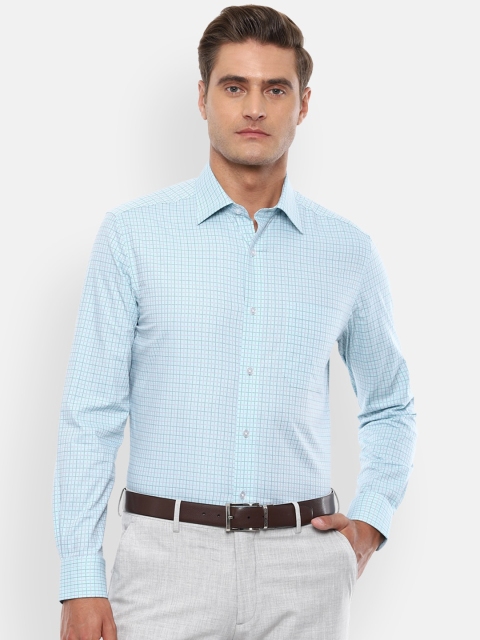 

Louis Philippe Men Blue Regular Fit Checked Cotton Formal Shirt