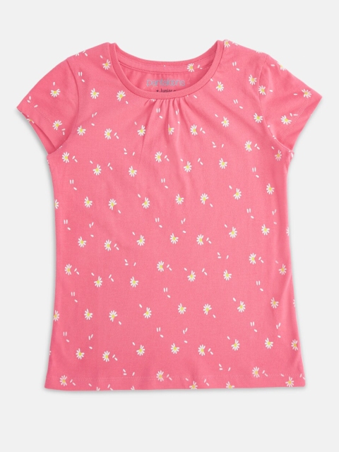 

Pantaloons Junior Girls Pink & Yellow Printed Round Neck T-shirt