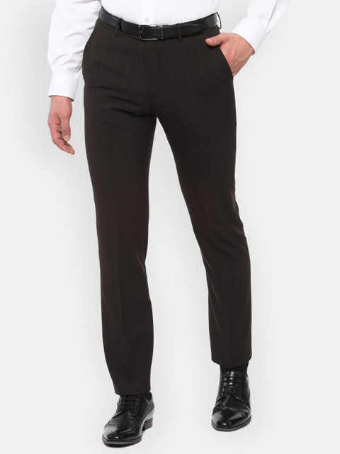 

Luxure by Louis Philippe Men Black & White Slim Fit Checked Formal Trousers