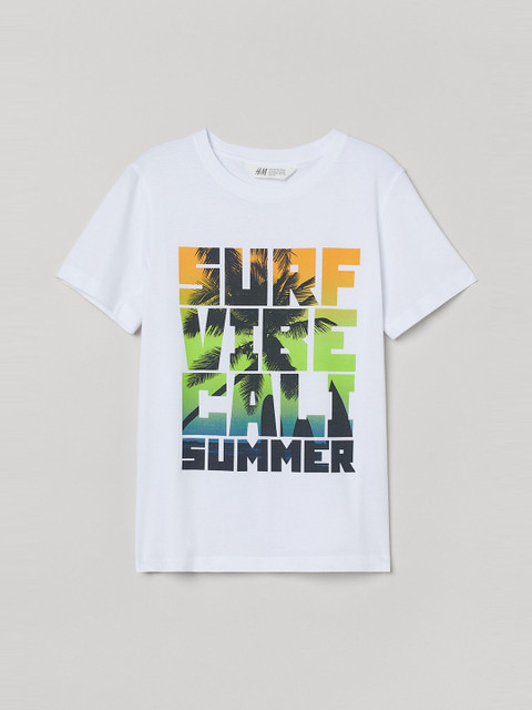 

H&M Boys White & Green Printed T-shirt