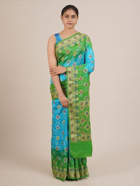

Pothys Blue & Green Art Silk Woven Design Saree