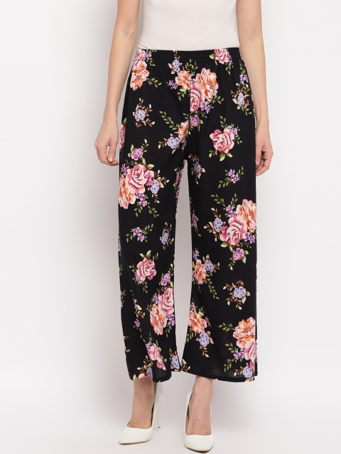 

Aawari Women Black & Pink Printed Flared Palazzos