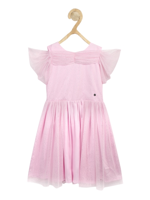 

Allen Solly Junior Girls Pink Self Design Net Fit and Flare Dress