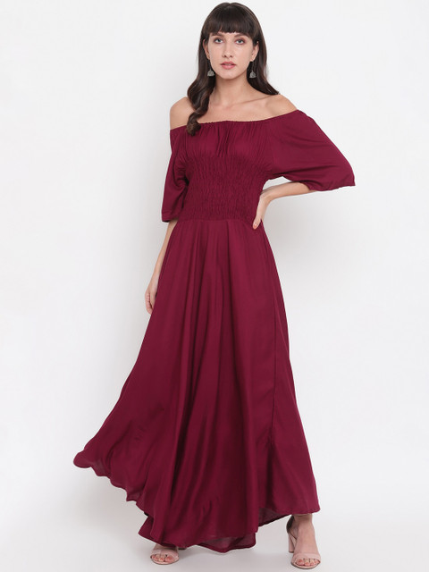 

Aawari Women Maroon Solid Maxi Dress