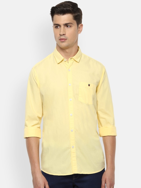 

Louis Philippe Jeans Men Yellow Slim Fit Solid Cotton Casual Shirt