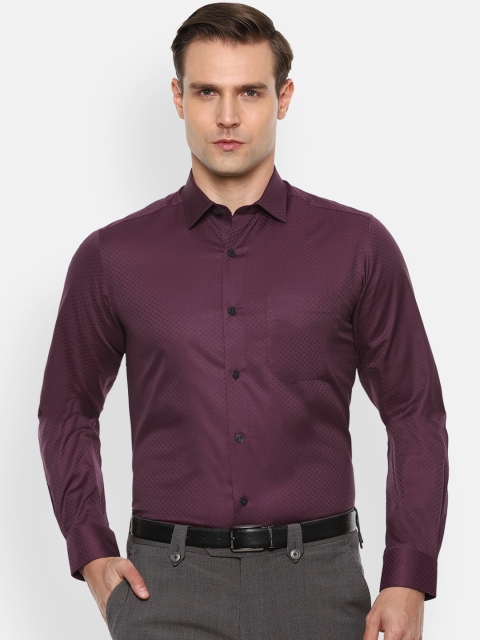 

Louis Philippe Men Burgundy Slim Fit Self Design Cotton Formal Shirt