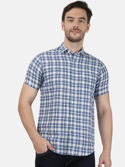 

Monte Carlo Men Blue & Off-White Regular Fit Checked Casual Shirt