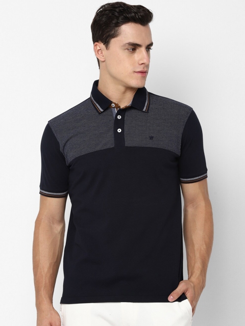 

Louis Philippe Men Navy Blue Colourblocked Polo Collar T-shirt