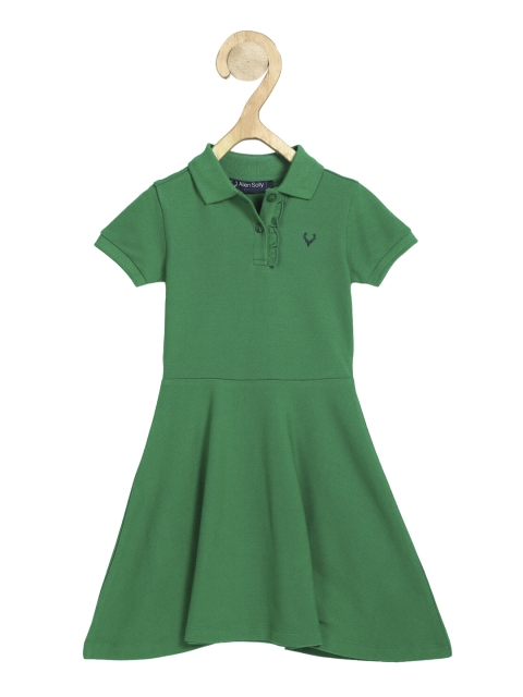 

Allen Solly Junior Girls Green Solid Pure Cotton T-shirt Dress