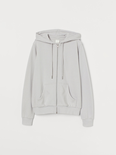 

H&M Women Grey Solid Hooded Jacket