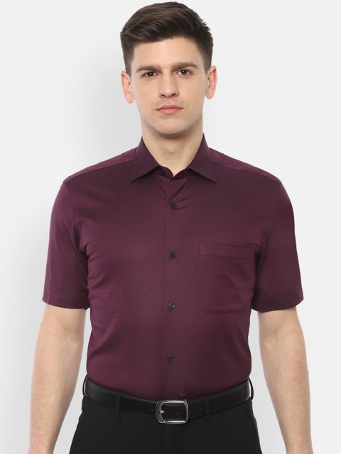 

Louis Philippe Men Aubergine Classic Regular Fit Self Design Cotton Formal Shirt, Purple