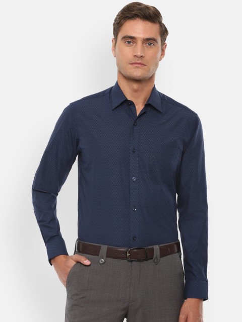 

Louis Philippe Men Navy Blue Slim Fit Self Design Cotton Formal Shirt