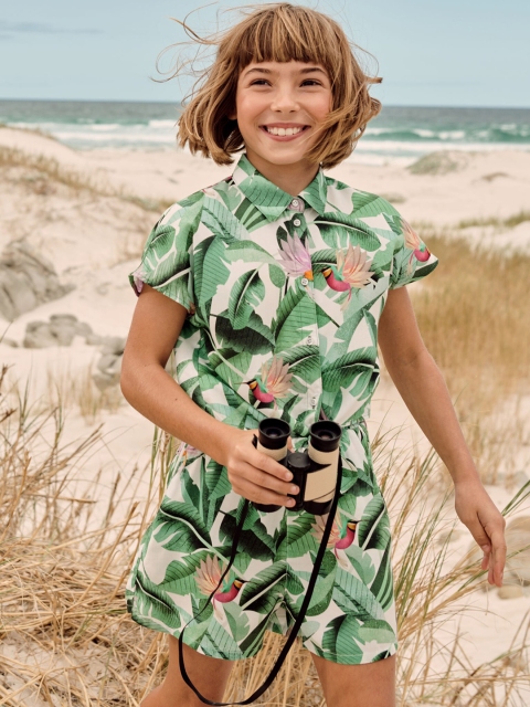 

H&M Girls Green Patterned Shorts