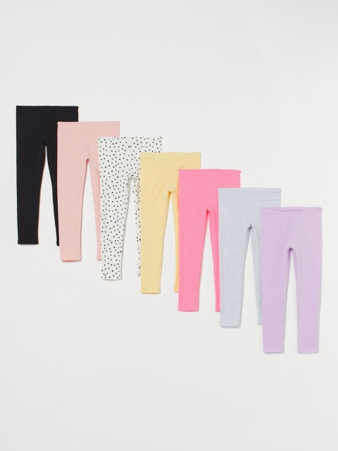 

H&M Girls Solid 7-Pack Jersey Leggings, White