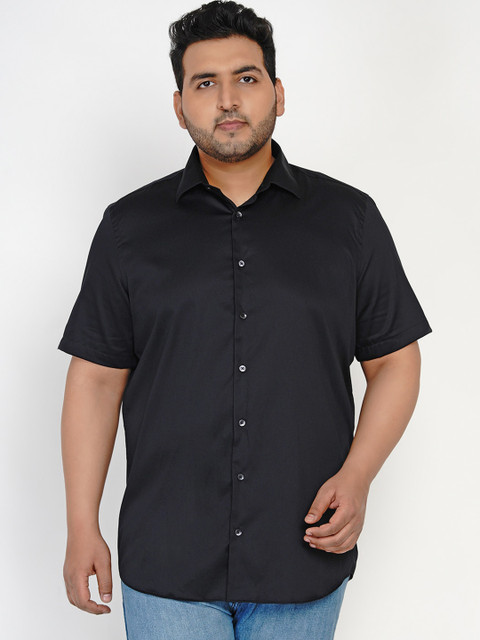 

Santonio Men Plus Size Black Solid Satin Casual Shirt