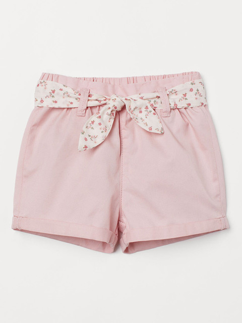 

H&M Girls Pink Solid Tie Belt Shorts