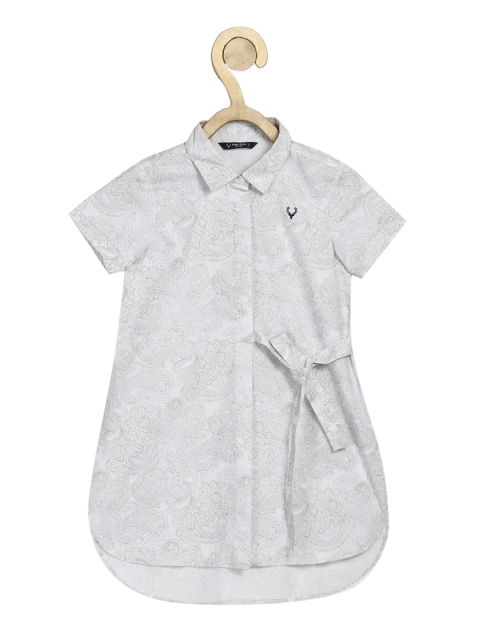 

Allen Solly Junior Girls Grey Cotton Printed Shirt Dress