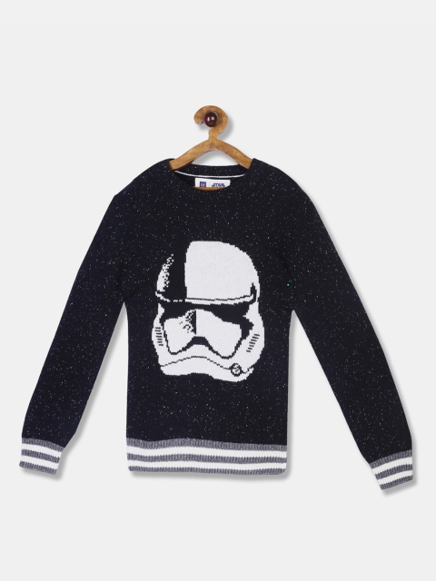 

GAP Boys Black Crew Neck Graphic Patterned Sweater