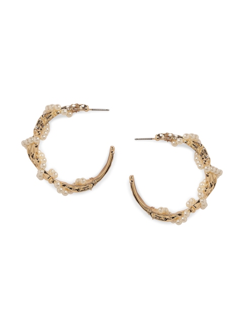

20Dresses White & Gold-Toned Contemporary Half Hoop Earrings