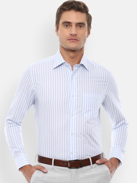 

Louis Philippe Men Blue & White Regular Fit Striped Cotton Formal Shirt