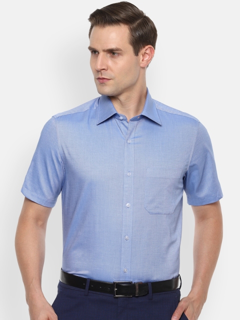 

Louis Philippe Men Blue Regular Fit Self Design Cotton Formal Shirt