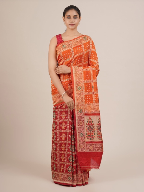 

Pothys Orange & Green Art Silk Printed Saree