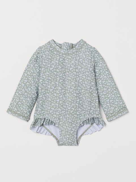 

H&M Girls Green Printed Long-Sleeved Swimsuit