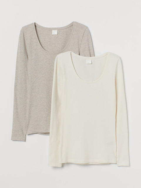

H&M Women Cream & Grey 2 Pack Jersey Tops