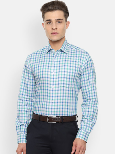 

Louis Philippe Men Blue & White Slim Fit Checked Formal Shirt