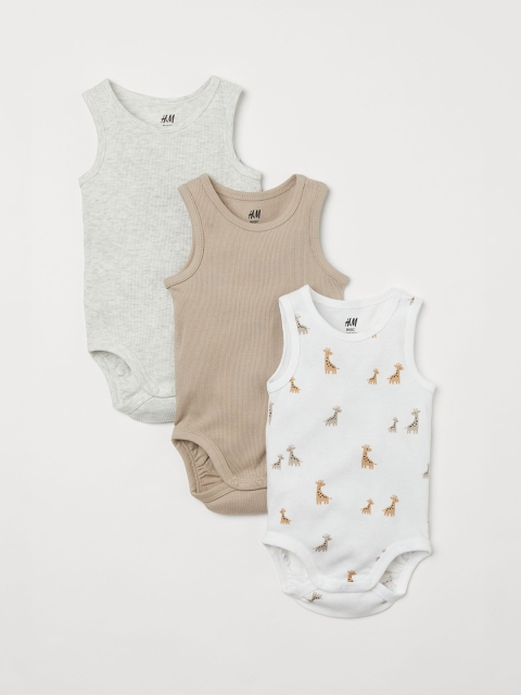

H&M Kids 3 Pack Sleeveless Bodysuits, White