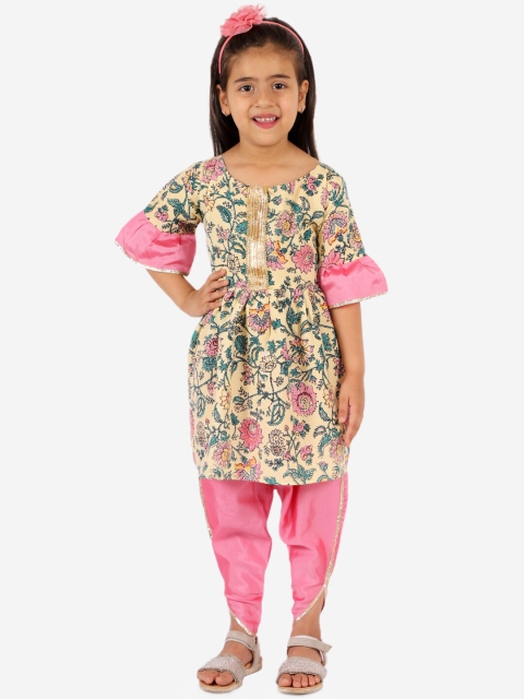 

Chipbeys Girls Yellow & Pink Printed Kurta with Dhoti Pants