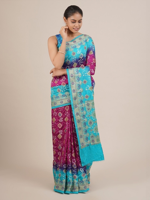 

Pothys Magenta & Blue Art Silk Woven Design Saree