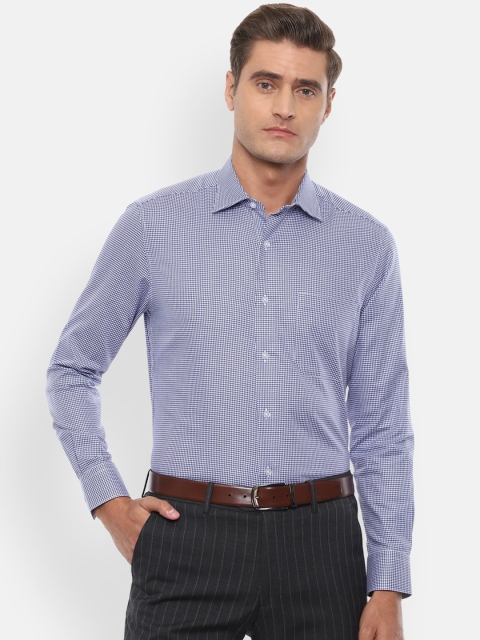 

Louis Philippe Men Blue & White Regular Fit Checked Cotton Formal Shirt