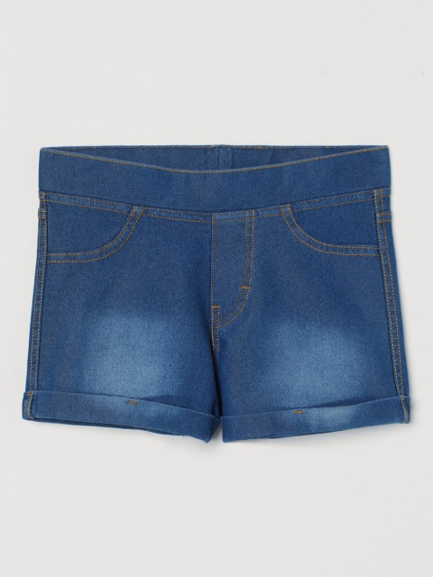 

H&M Girls Blue Solid Denim-Look Shorts