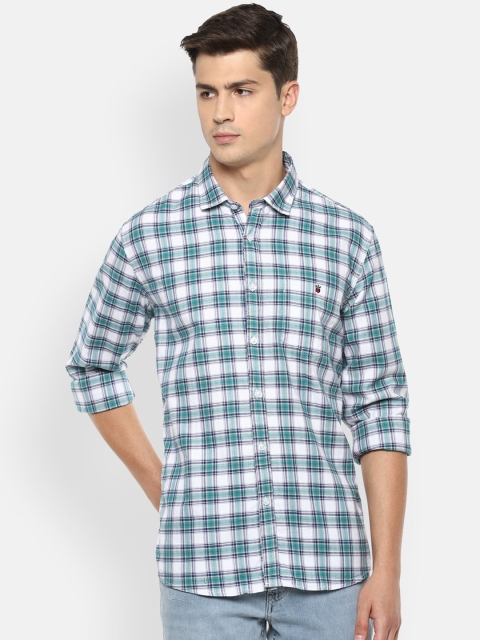 

Louis Philippe Jeans Men White & Green Slim Fit Checked Cotton Casual Shirt