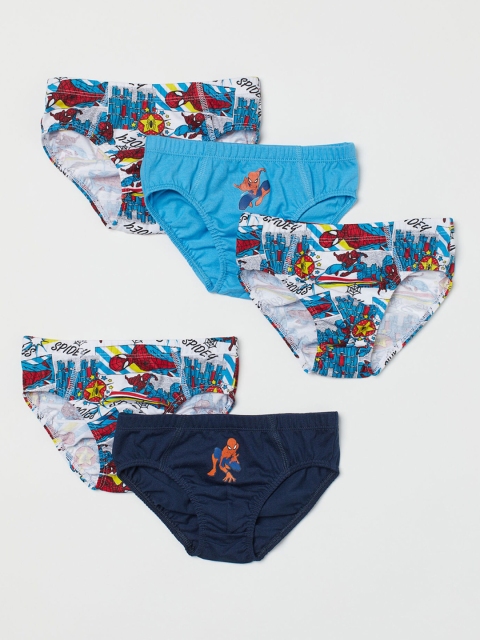 

H&M Boys White & Blue 5-Pack Printed Boys Briefs 0962863003
