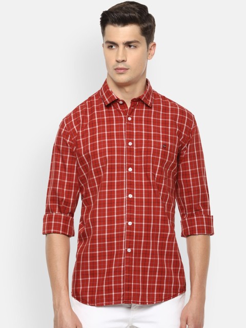 

Louis Philippe Jeans Men Red & White Slim Fit Checked Casual Shirt