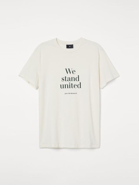 

H&M Men White Printed Text-Print T-Shirt